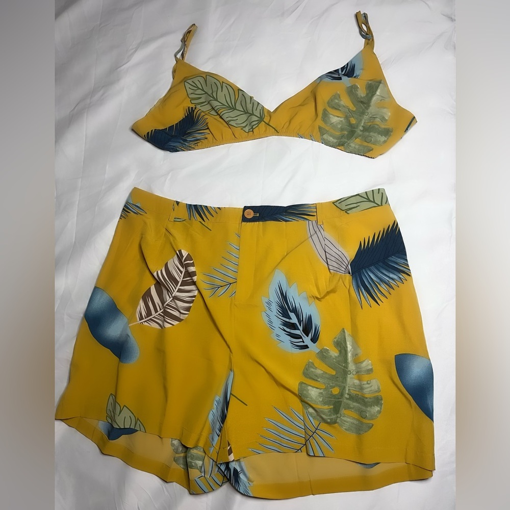 Yellow Monstera Short Set
